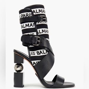 BALMAIN Logo jacquard-paneled sandals